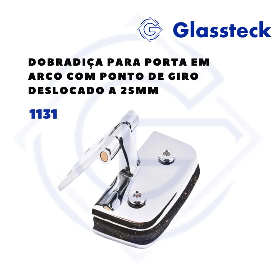 Dobradiça para Porta em Arco com Ponto de Giro Deslocado a 25mm
