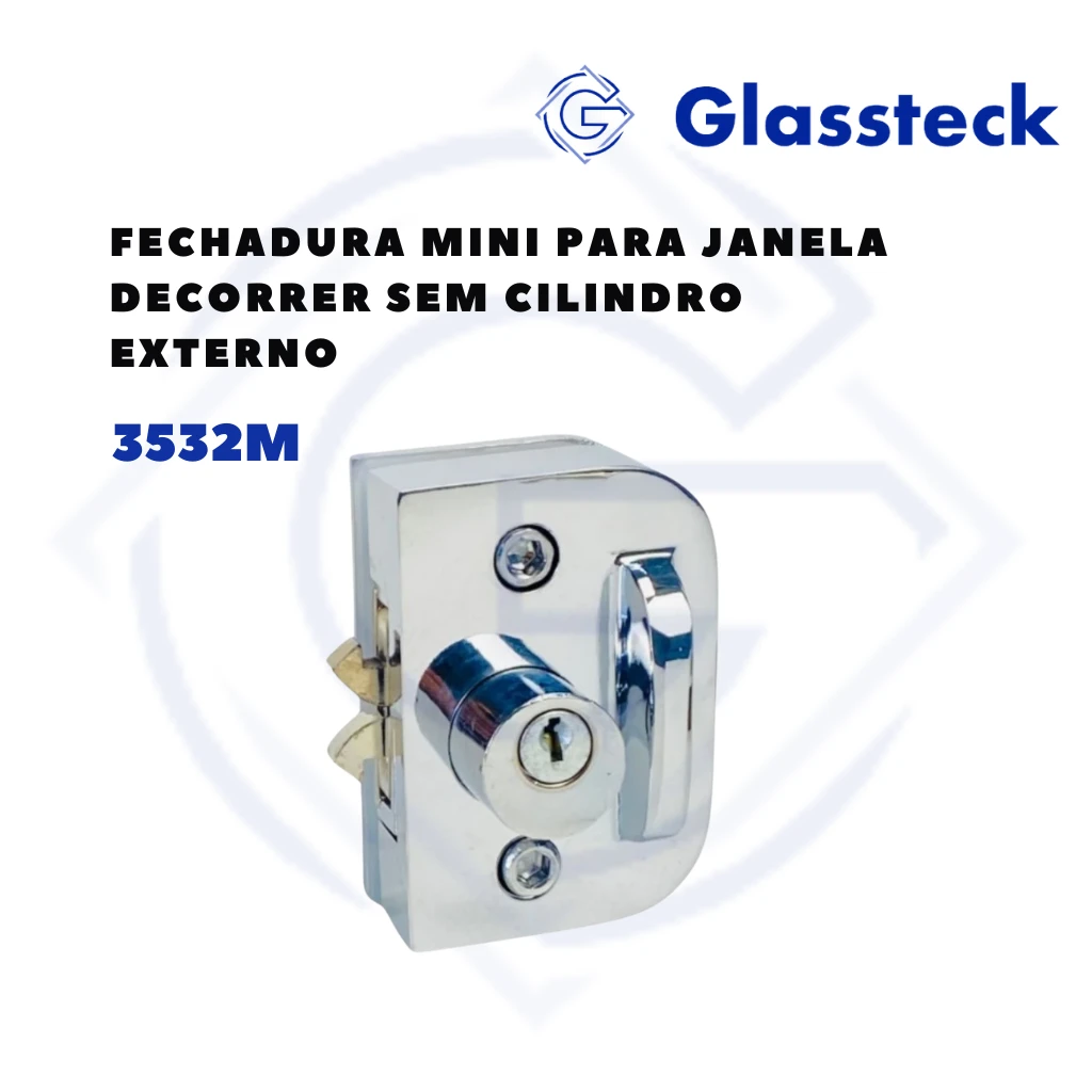 Fechadura Mini para Janela de Correr sem Cilindro Externo