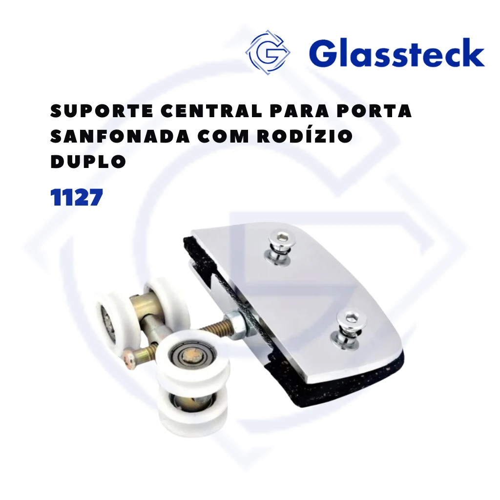 Suporte Central para Porta Sanfonada com Rodízio Duplo