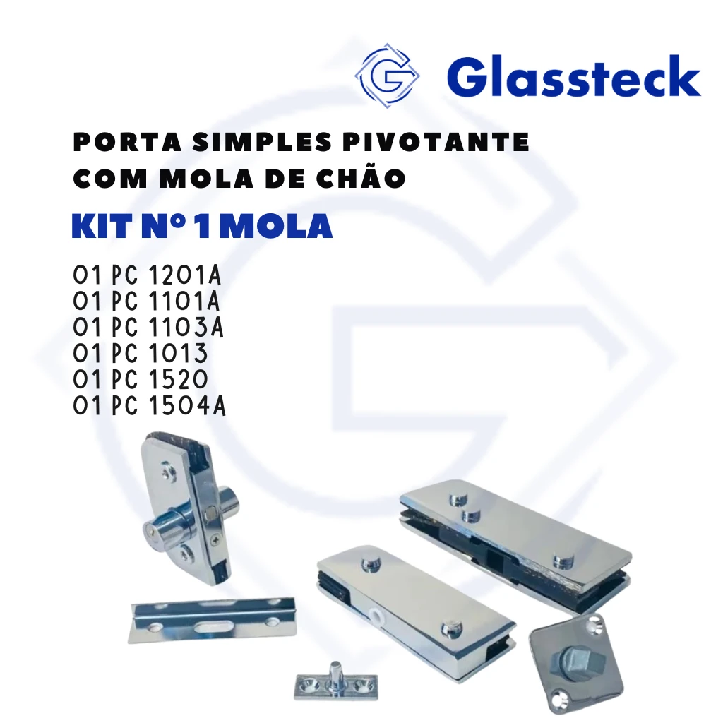 KIT Nº1 MOLA - PORTA SIMPLES PIVOTANTE COM MOLA DE CHÃO