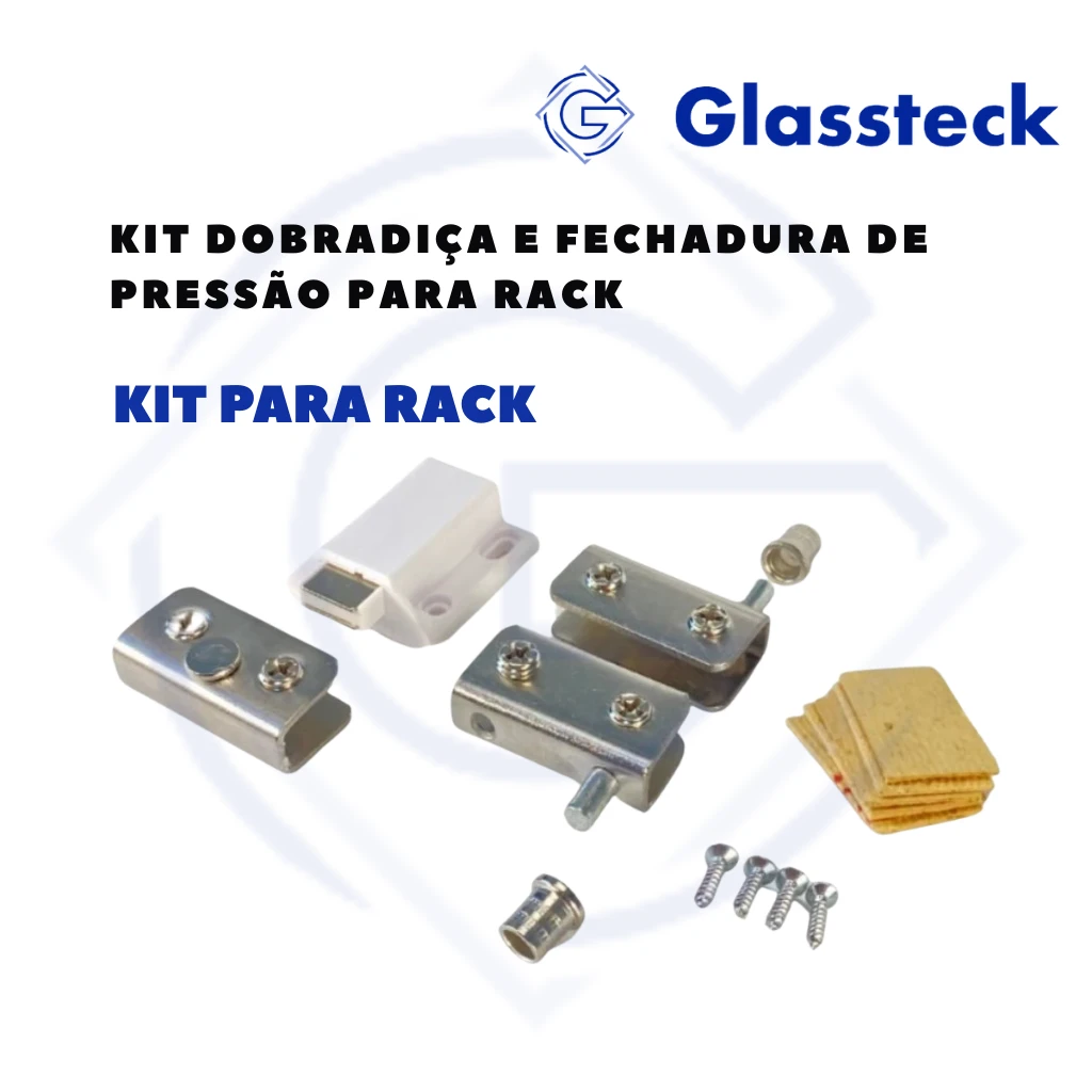 Kit dobradiça e fechadura de pressão para rack