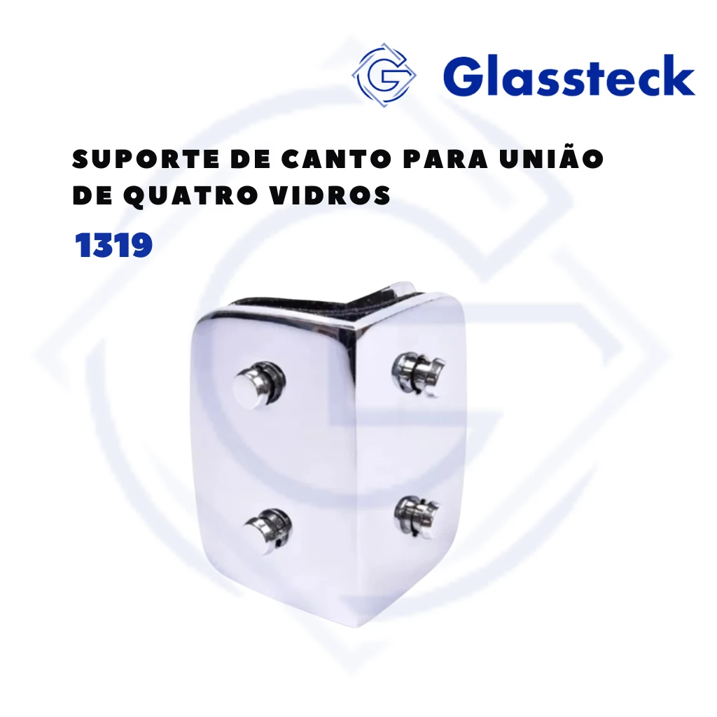 Suporte de Canto para União de Quatro Vidros