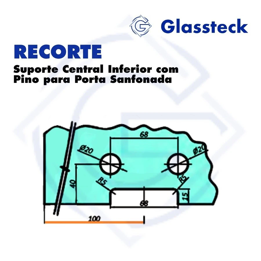 Suporte Central Inferior com Pino para Porta Sanfonada -2