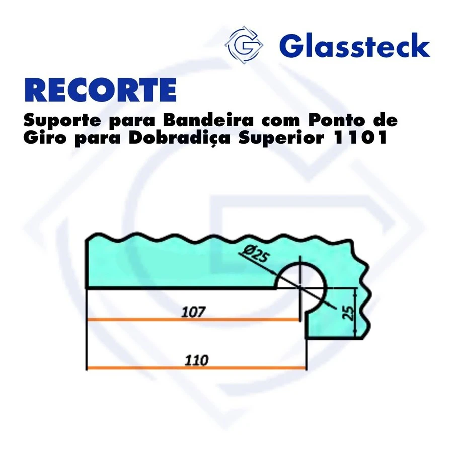 Suporte para Bandeira com Ponto de Giro para Dobradiça Superior 1101 -2