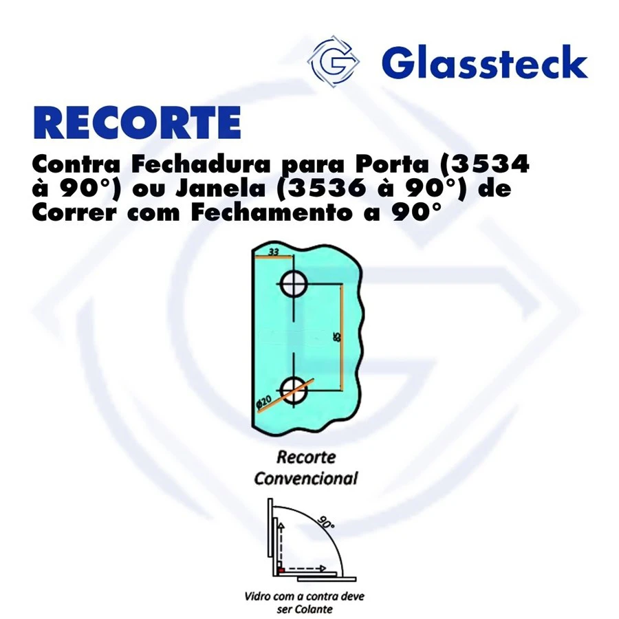 Contra Fechadura para Porta (3534 à 90°) ou Janela (3536 à 90°) de Correr com Fechamento a 90° -2