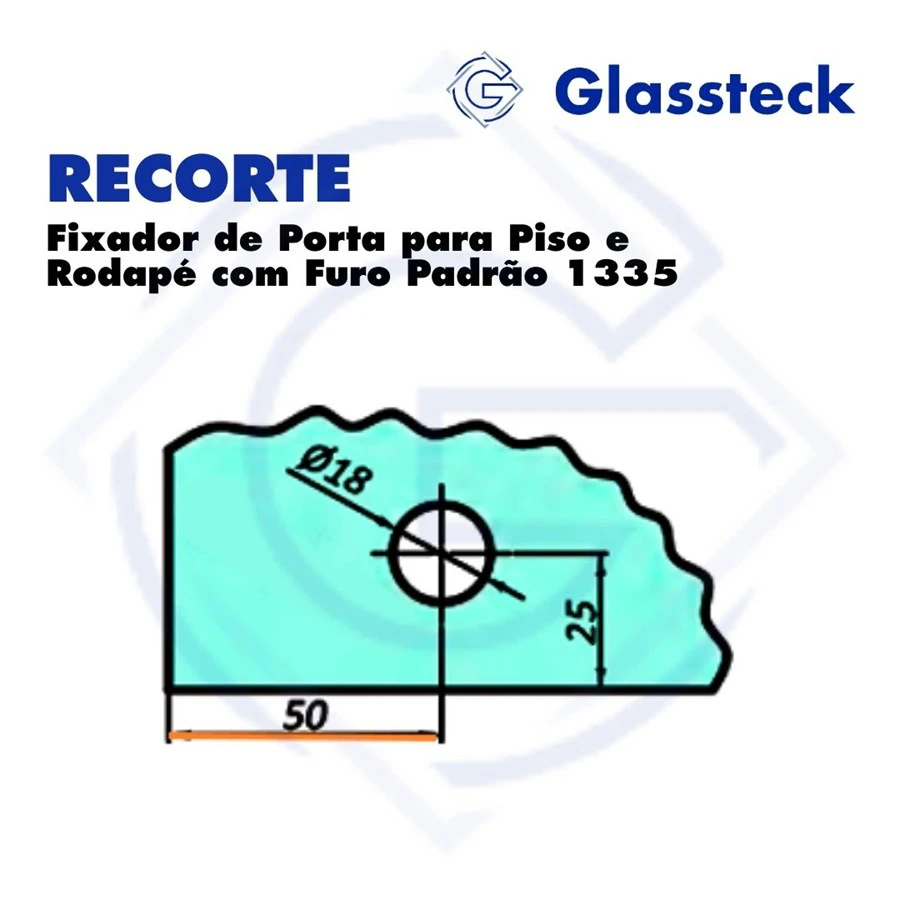 Fixador de Porta para Piso e Rodapé com Furo Padrão 1335 -2
