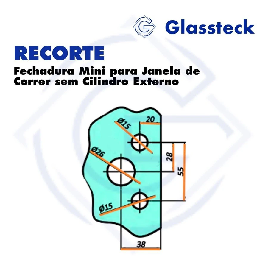 Fechadura Mini para Janela de Correr sem Cilindro Externo -2