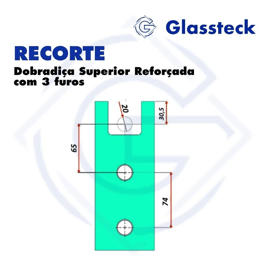 Dobradiça Superior Reforçada com 3 furos -2